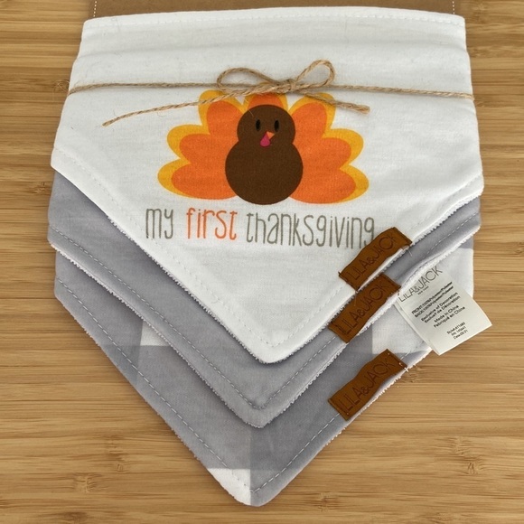 LILA & JACK My First Thanksgiving Bandana Bib Set 3PK NWT - Picture 9 of 11